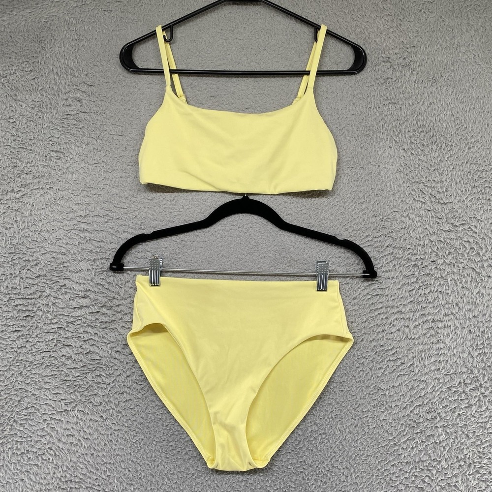 Athleta Bikini Set Womens Small Butter Yellow High Waisted 2 Piece Swim Beach